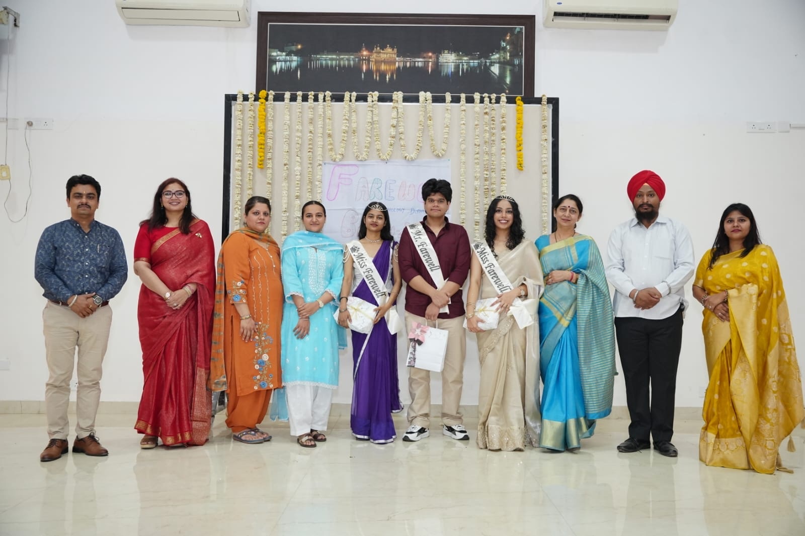 Faculty with the Farewell title winners — outgoing batch of B.Sc. (Hons.) Biotechnology, M.Sc. Biotechnology and M.Sc. Microbial Biotechnology, 2026.